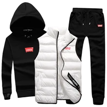 

Hoodie Sweatshirt Men 3 Piece Warm Fleece Brand Hoodie For Men Coat Casual Tracksuit Fashion Outwear Hood Male Hooded Pullover