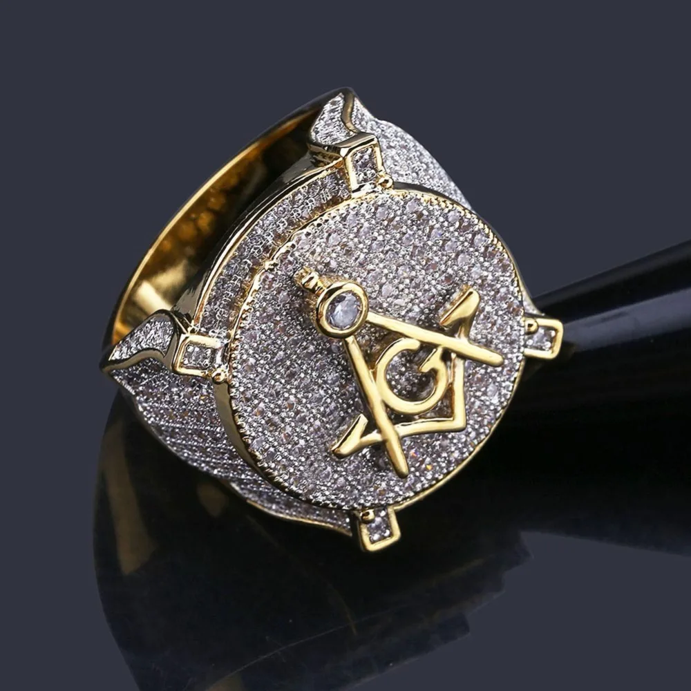 Мужские кольца масонов в стиле хип-хоп, кольца масонов с кубическим цирконием, модные популярные масонские очаровательные кольца, ювелирные изделия в стиле хип-хоп