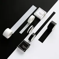 5mm/15mm Solid White Black Basic Decorative Paper Writable Adhesive Washi Masking Tape School Supplies Stationery 2