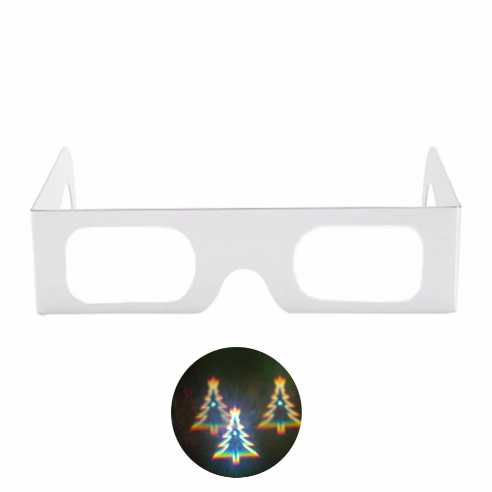 20 шт фестивали Рождественская елка/Снеговик/снежинка/Санта бумага радужные фейерверки дифракционные 3D рейв призмы очки для праздников