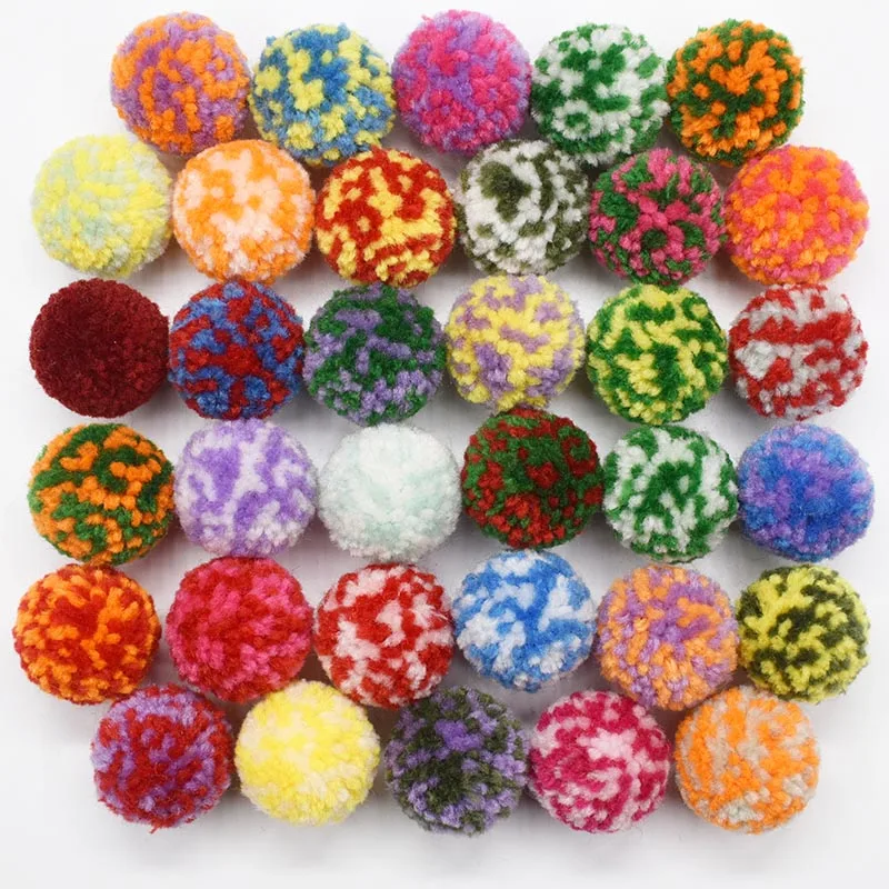 Смешанный шарик-помпон из толстой пряжи длиной около 3 см для рукоделия, помпоны для свадьбы/рождества, украшения для дома, детская шапка, аксессуары для шитья, 20 шт - Цвет: Многоцветный