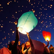 Multi-Colors Flying Wishing Lamp Hot Air Balloon Kongming Lantern Cute Love Heart Sky Lantern Party Favors For Birthday Party