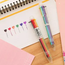 Корейские канцелярские принадлежности, креативная Милая многоцветная шариковая ручка, 5 шт./партия, многофункциональная пресс, 6 цветов, масляные ручки для письма