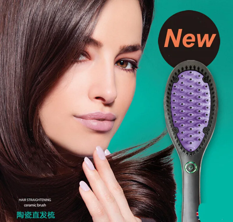 

Free Shipping 100-240V Original Fast Electric Smooth Brush Ceramic Hair Straightener Comb Flat Iron Straight Brush TF1