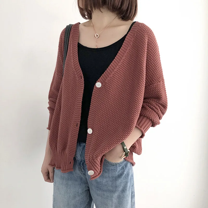 

Knit Cardigan Sweater Jacket Female Korean Edition Loose Autumn New Outer Small Cardigan Sweater 2019