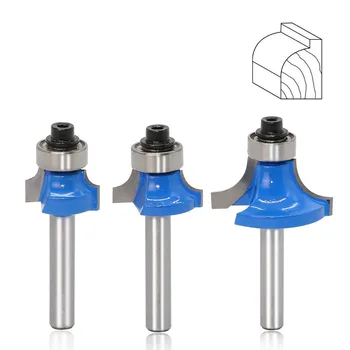 

3Pcs 1/4" Shank Wood Router Bit Set Trimming Machine Cutter Head Cleaning Round Corner Cove Box Bits Milling Cutter for Wood