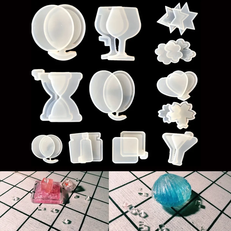 

1PC 12 Designs Liquid Silicone Mold for Making Pedant Jewelry DIY Handcraft Exoxy Resin Molds Jewelry Tools