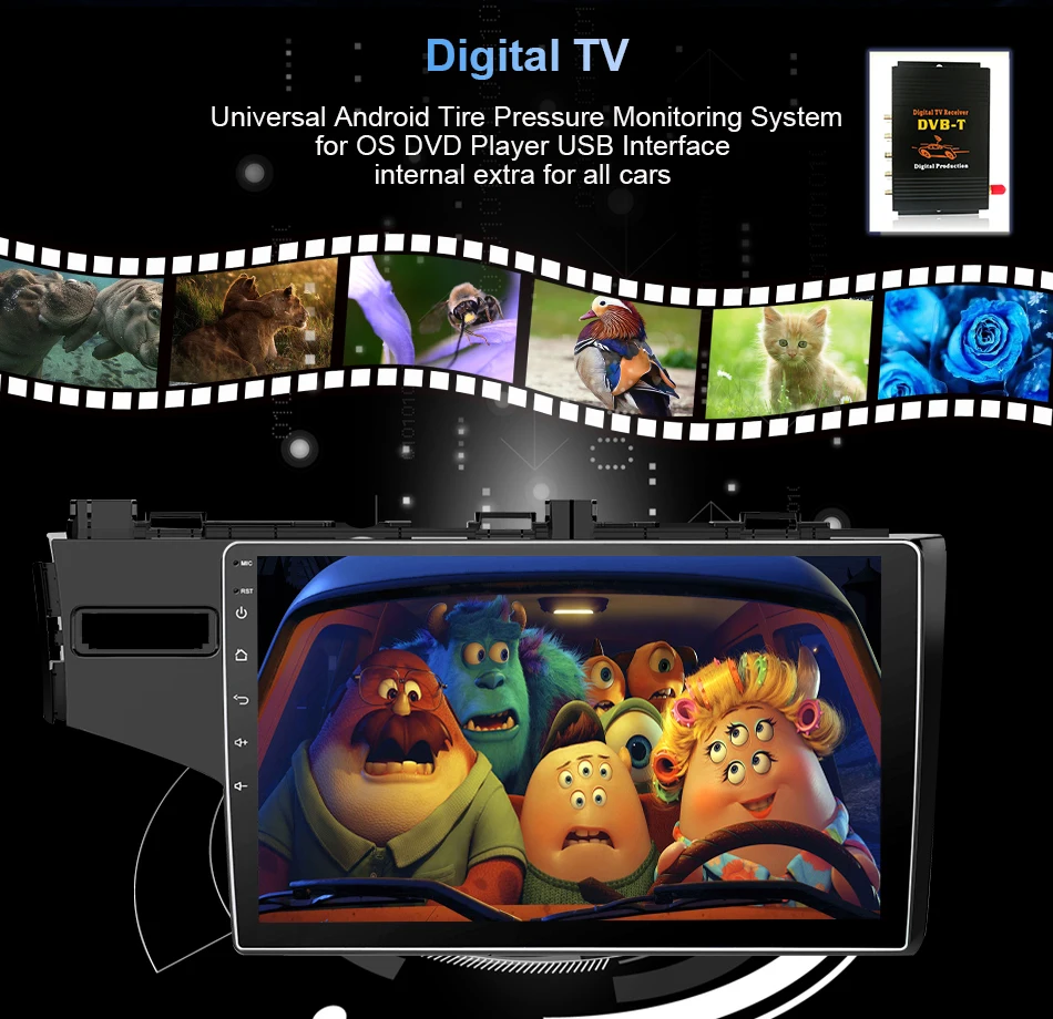 Best Eunavi 10.1" Android 9.0 2 DIN Car Auto Stereo For 2014 2015 HONDA JAZZ FIT Right Hand Drive Radio GPS Multimedia PX6 4G+32G 24