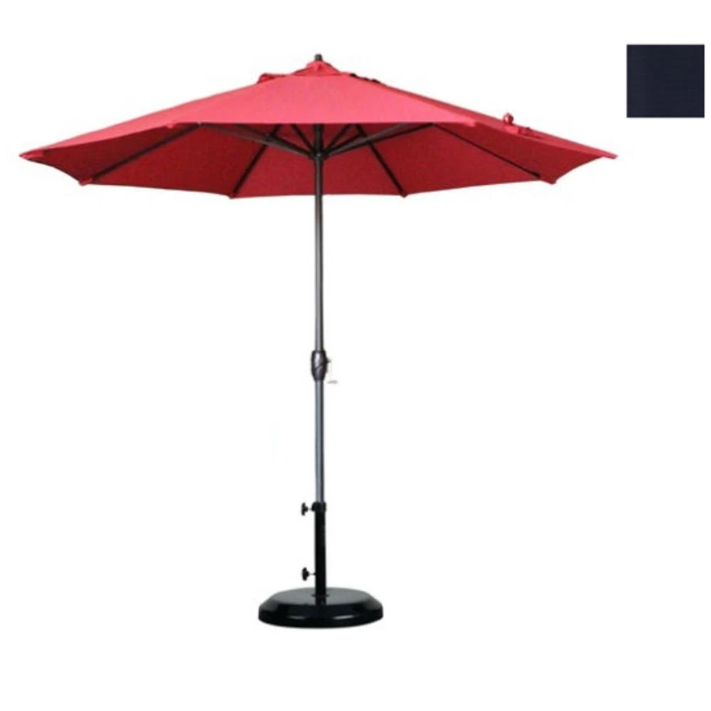 

California Umbrella ATA908117-F09 9 ft. Aluminum Market Umbrella Auto Tilt Crank Lift Bronze-Olefin-Navy Blue