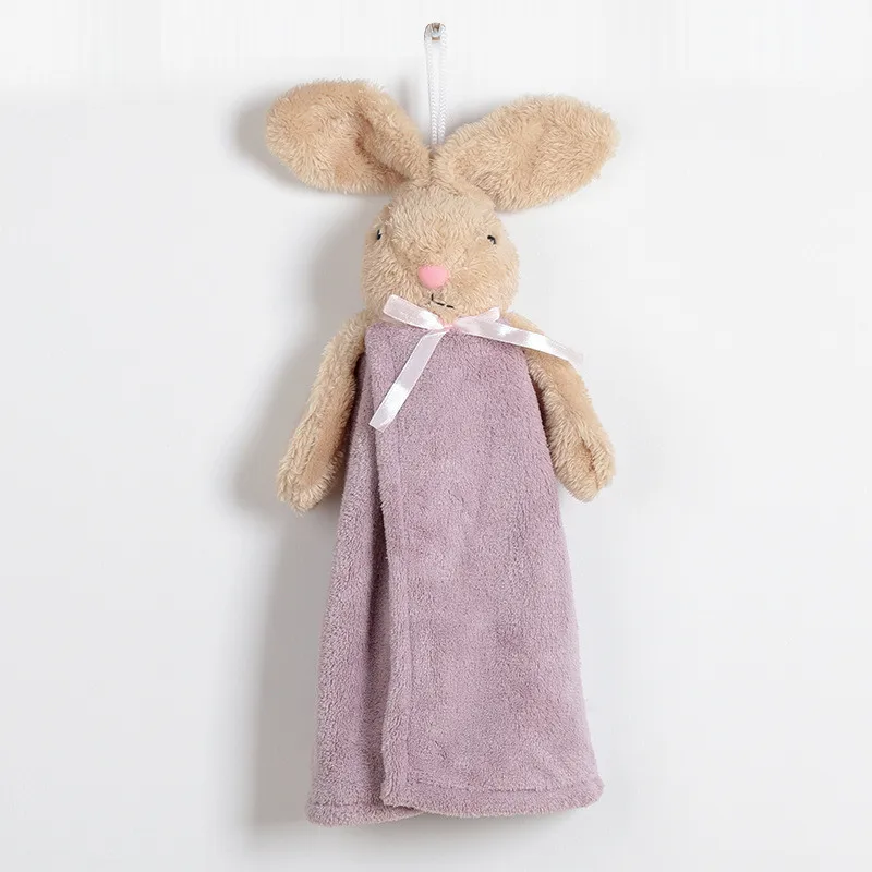 Полотенце с милым кроликом/медведем, мягкое полотенце для рук из полиэстера/хлопка, детское полотенце с чистыми сухими руками для кухни, ванной комнаты, мультяшная ткань - Цвет: 3