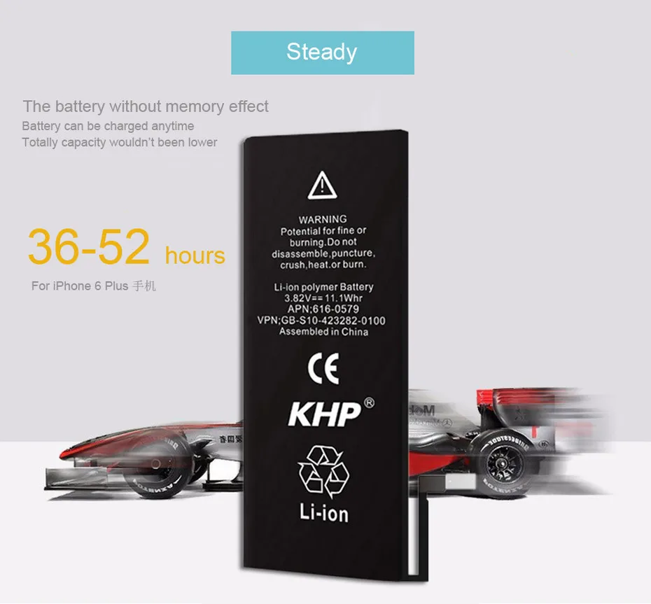 Original KHP Phone Battery For iPhone 6 Plus Battery 2915mAh Repair Tools 0 Cycle Replacement Batteries Sticker (10)