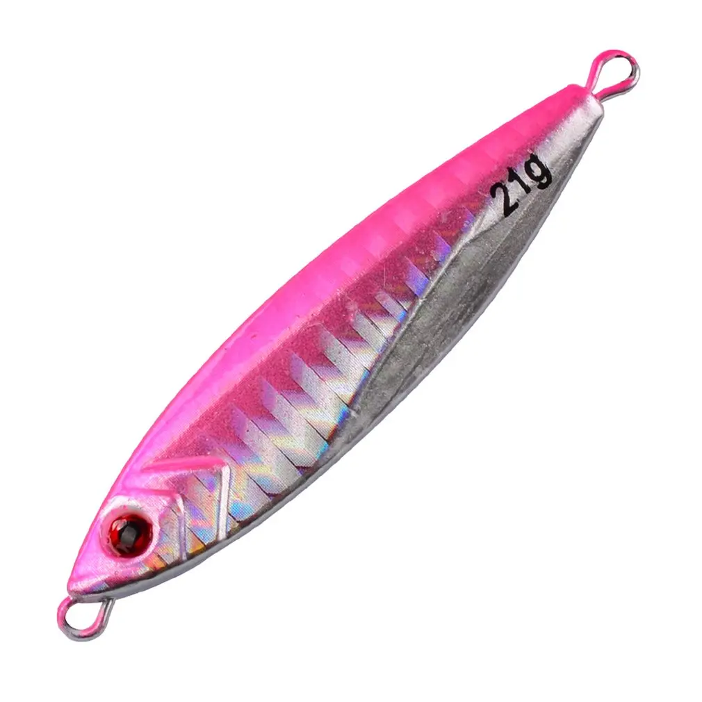 1 шт. металлическая ложка для рыбалки, приманка 21 г, металлическая Реалистичная 3D ложка для глаз, рыболовная приманка, металлическая приманка, рыболовная снасть - Цвет: Розовый красный