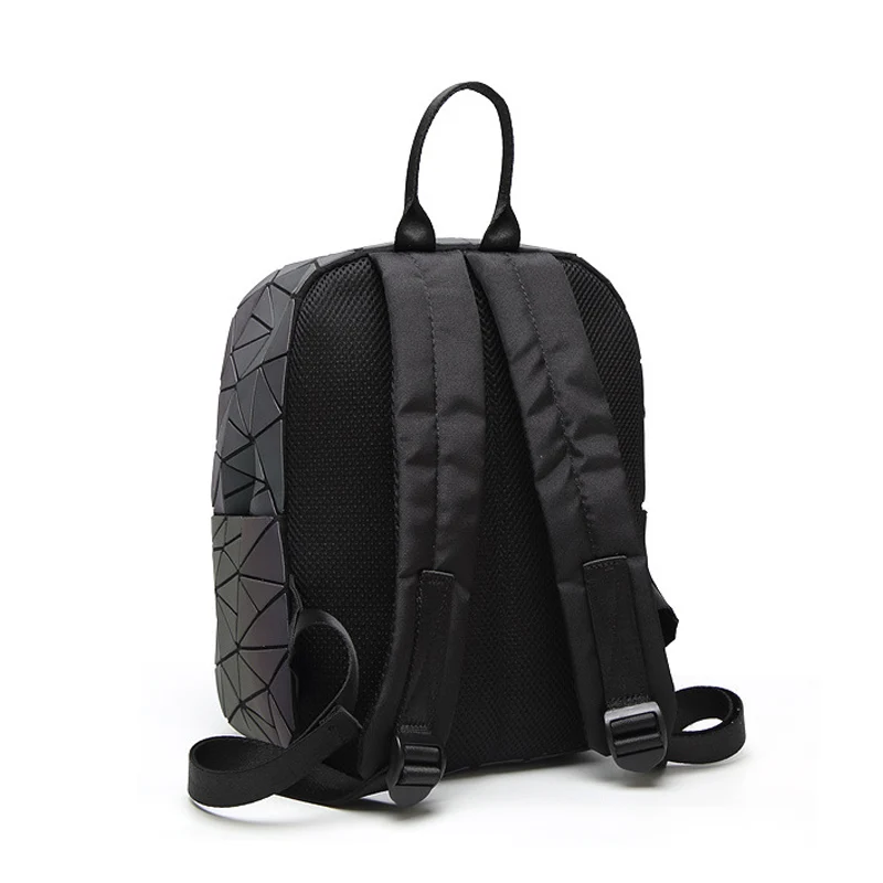  New Women Backpack Geometric Shoulder Bag Student's School Bag For Teenage Hologram Luminous Backpa - 32832615492