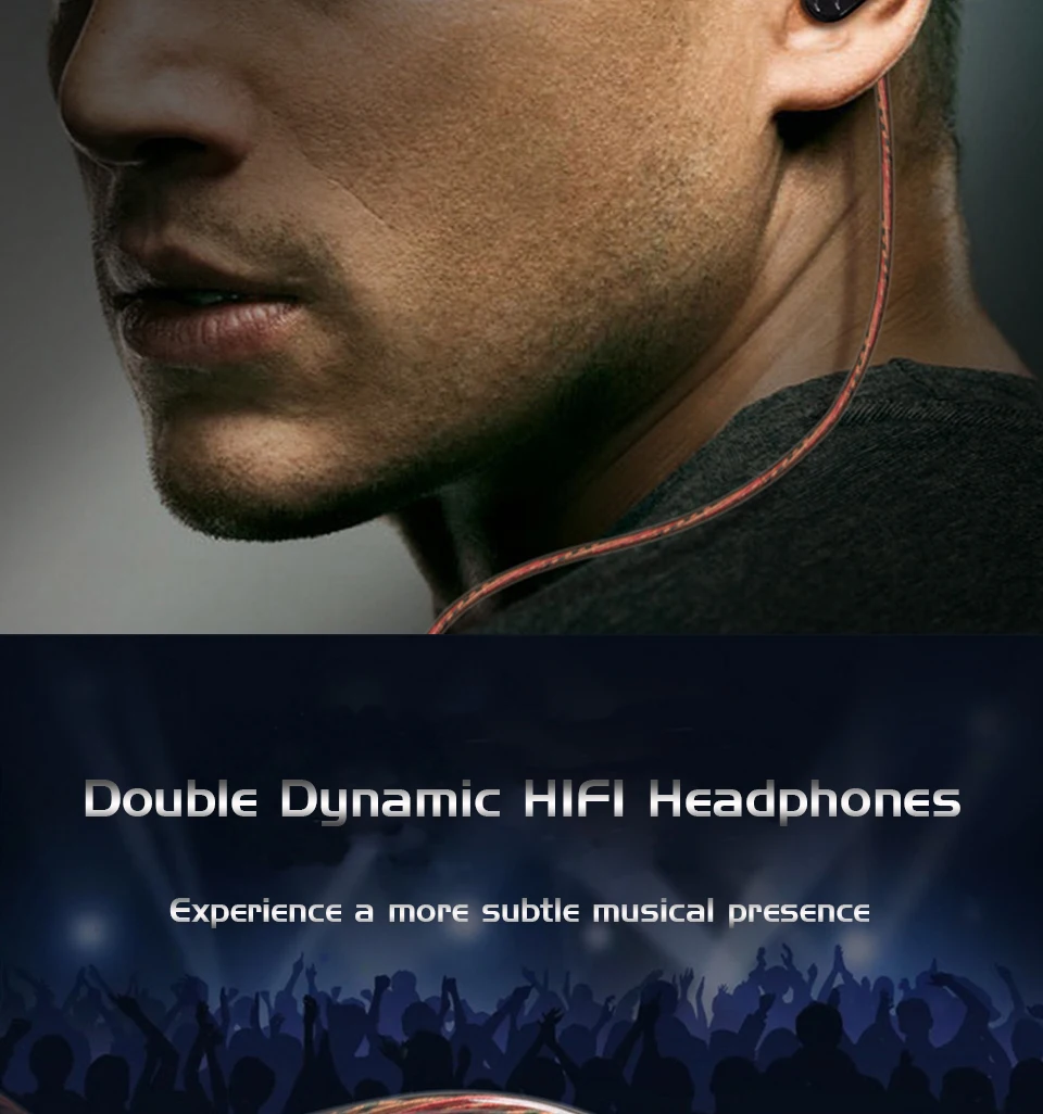 Earphones Dual Driver With Microphone Hifi Headset Stereo Bass Sport Headphone Wired Earphone For Phone Stereo Mic For iPhone  (15)