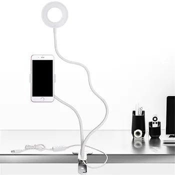 

2 in 1 Lazy Phone Holder Selfie Ring Light For iPhone X 8 Plus Flexible Mobile Phone Clip Holder Bracket Desk Lamp LED Light