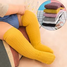 Детские носки новорожденного малыша Детские носки выше колена хлопок сплошной Цвет детские носки для девочки, мальчика Детские Гетры длинные носки до колена neonato