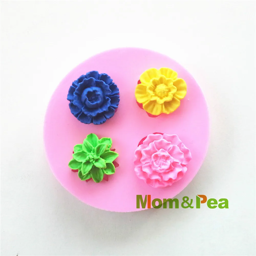 

0497 Бесплатная доставка, Мини силиконовая форма для мыла в форме цветов Mom & Pea, украшение торта, 3D форма для помадки, торта, форма из пищевого силикона