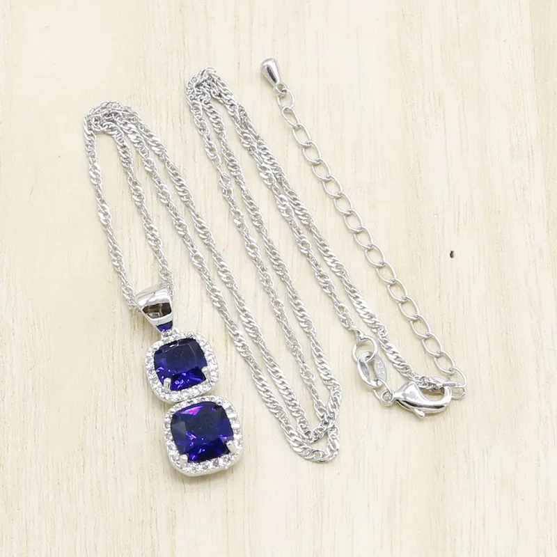 Геометрическое голубое, черное, белое, 3 цвета, циркониевое 925 серебряное ожерелье, Подвеска для женщин, подарок, ювелирное изделие