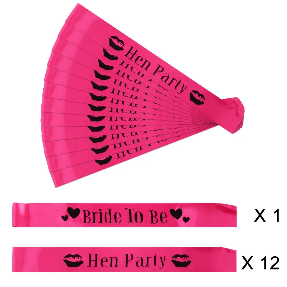 Hot Pink Hen Party Sash Bride To Be wedding decoration Sash with Lips