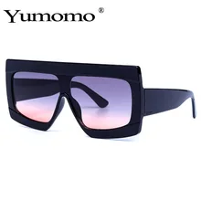 Yumomo Винтаж солнцезащитные очки женщина ретро Flat Top Марка оттенки солнцезащитные очки квадратный женские роскошные дизайнерские большие черные тёмные очки