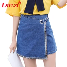 Новые летние модные юбки с высокой талией Женская Асимметричная джинсовая юбка женская Новая Универсальная джинсовая юбка кэжуал C289
