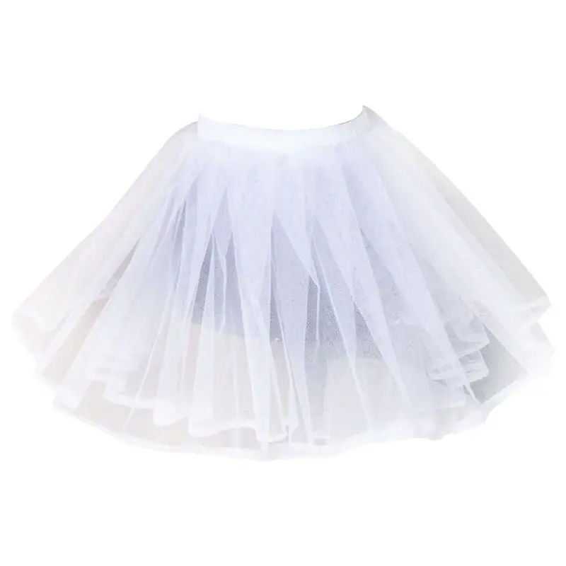 

Children White Hard Mesh Short Petticoat Double Layers Girl Lolita Tutu Skirt Semi See-Through Wedding Dress Crinoline Underskit