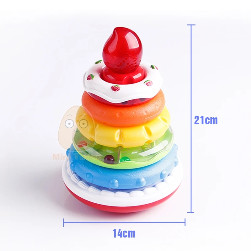 Educational Toys Rainbow Ring With Light Sound Toddler Puzzles Stacking Cup Baby Nesting Tower Sorters Constructor For Children