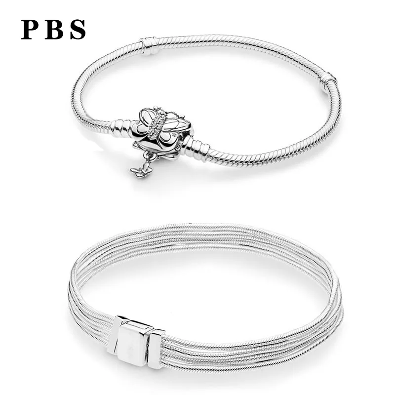 

PBS 100%925 Sterling Silver Original Copy High-quality 1:1 2019 Spring New Butterfly Bracelet Logo Free Shipping