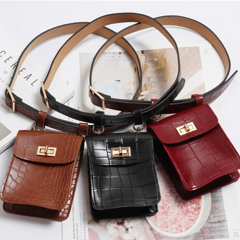 

New 2019 Fashion Women Waist Belt Bag Quality Crocodile PU Leather Belt Pack Fanny Pack Small Women Bag Travel Bag Waist Bolsas