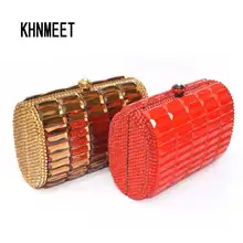 LaiSC мини клатч ящик мешок форма Роскошные хрустальные вечерние сумки клатч для вечеринок золотой красный женская свадебная сумка soiree pochette SC163