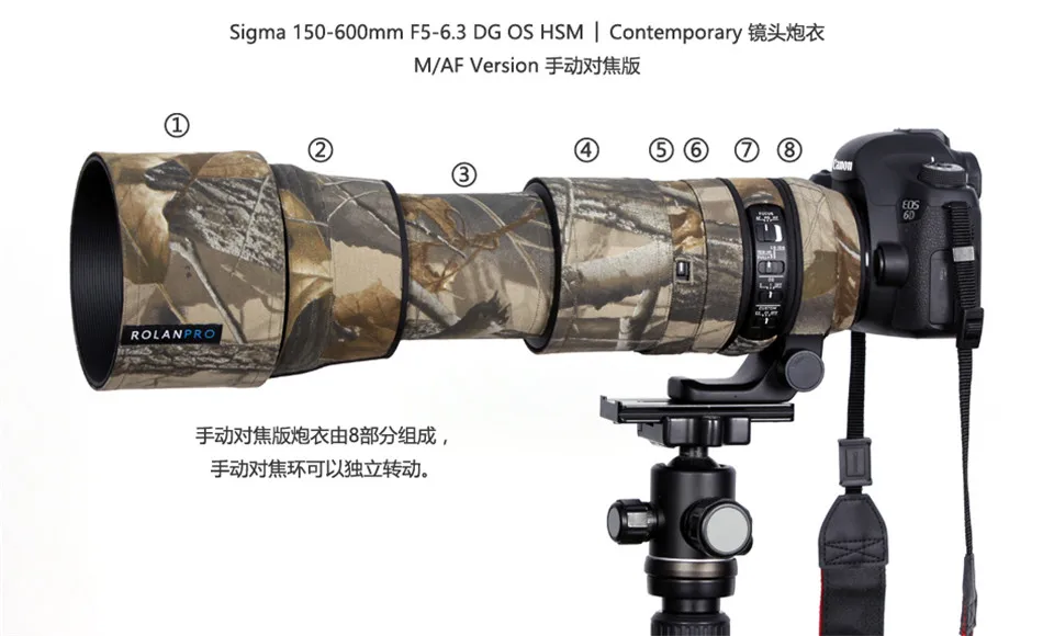 DHL/EMS Объектив Пальто Камуфляж для Sigma 150-600 мм f5-6.3 DG OS HSM современные пистолет одежды защиты объектива pt0026