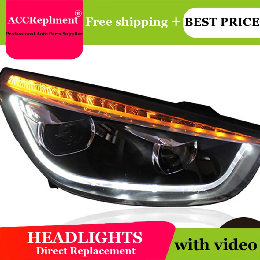 

Car Styling LED Head Lamp for IX35 headlights 2010-2014 New Tuscon led headlight led drl H7 hid Bi-Xenon Lens low beam