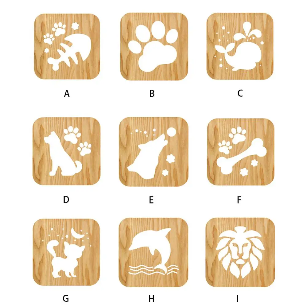  Wooden Dog Paw Cat Animal Night Light French Bulldog Luminaria 3D Lamp USB Powered Desk Lights For 