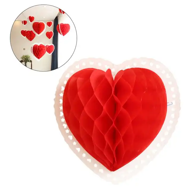 3d Paper Love Heart Lantern Hanging Decoration Ornaments To