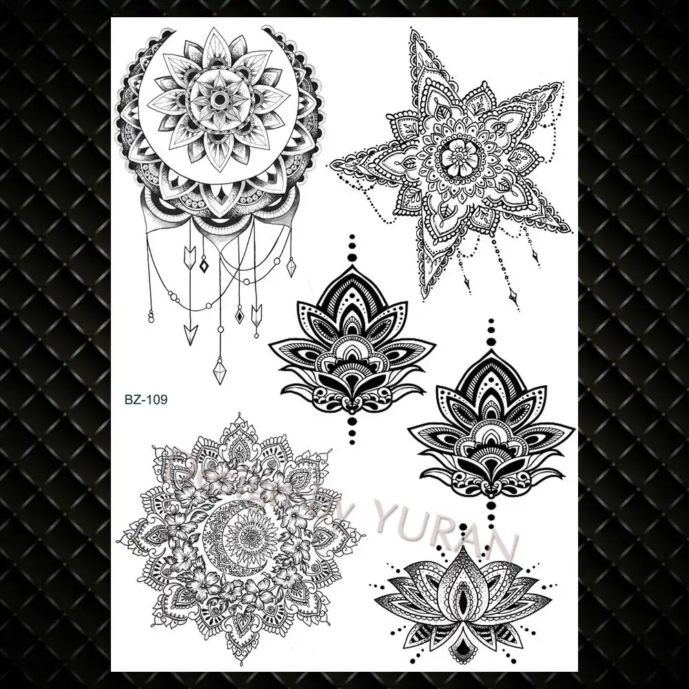 Bohemia Henna Mandala Flower Temporary Tattoos Sticker Moon Bohemia Henna Mandala Flower Temporary Tattoos Sticker Moon
