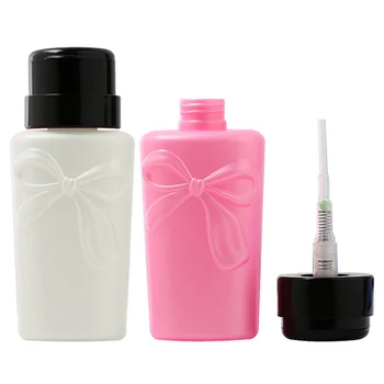 

200ML Pump Liquid Alcohol Press Refliable Bottles Nail Polish Dispenser Remover Cleaner Make Up Refillable Container Pink White