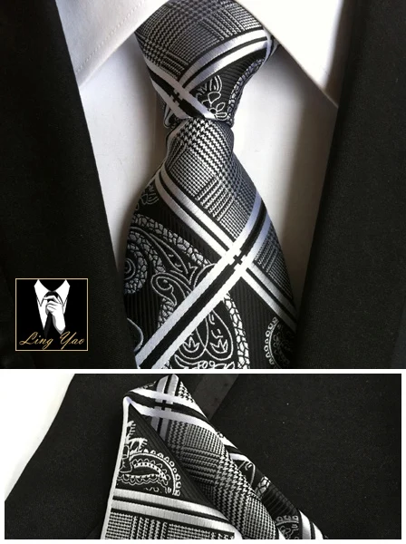 Tie 8cm Luxury Men Ties Set with Fashion Plaids Handkerchief