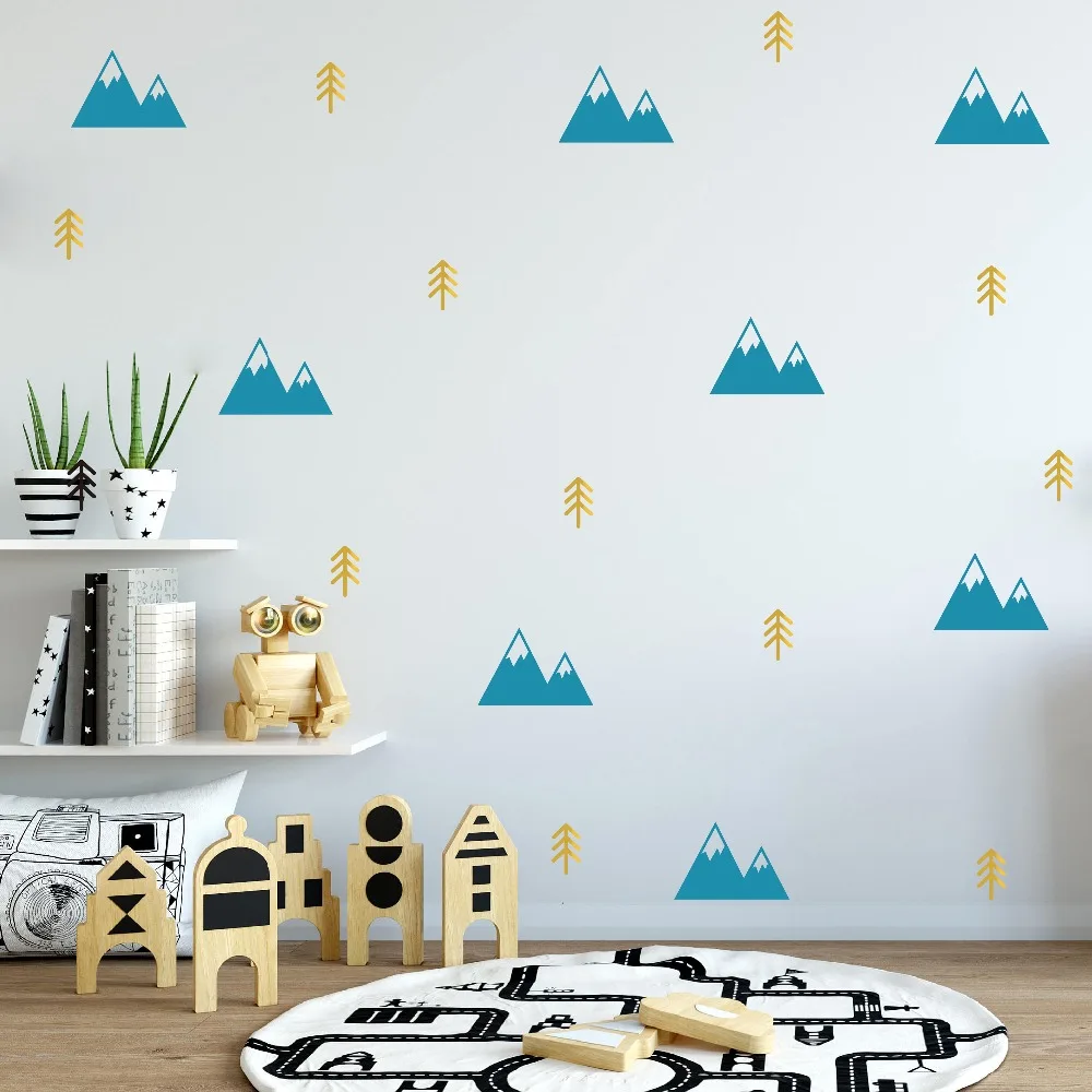 Hot Mountains And Tree Sticker Boys Nursery Decor Vinyl Mountains And Tree Sticker Boys Nursery Decor Vinyl Removable Diy Wall Stickers Bedroom Self Adhesive Art Mural Jw582