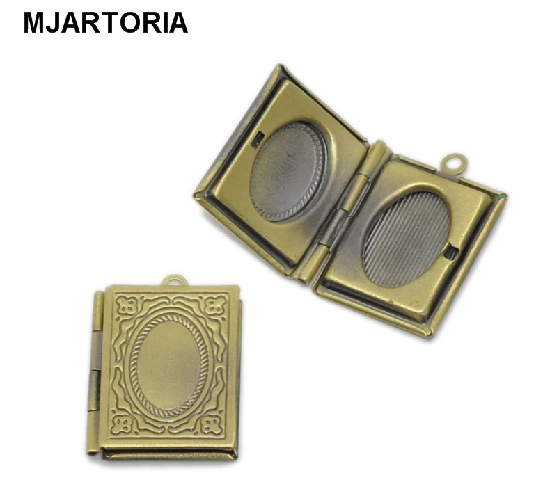 

MJARTORIA 5PCs Bronze Tone Rectangle Picture/ Photo Locket Frame Pendants For Jewelry Making 26mm x 19mm Hole:1.6mm