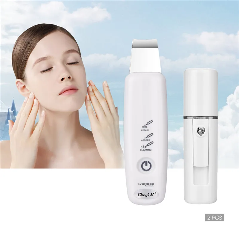 Cuidados com a Pele Ultra-sônica do Purificador da Pele Limpador + Mini Ckeyin Ferramentas Facial Limpeza Profunda Navio Nano Pulverizador Beleza Dispositivo 47 7 Beleza e saúde