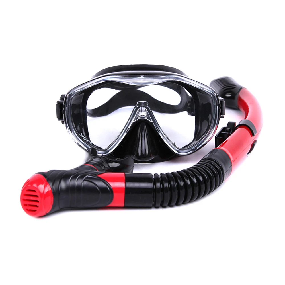 Горячие плавательные очки широкий обзор Анти-туман с сухим дыханием трубка для дайвинга Лето DO2 - Цвет: Красный