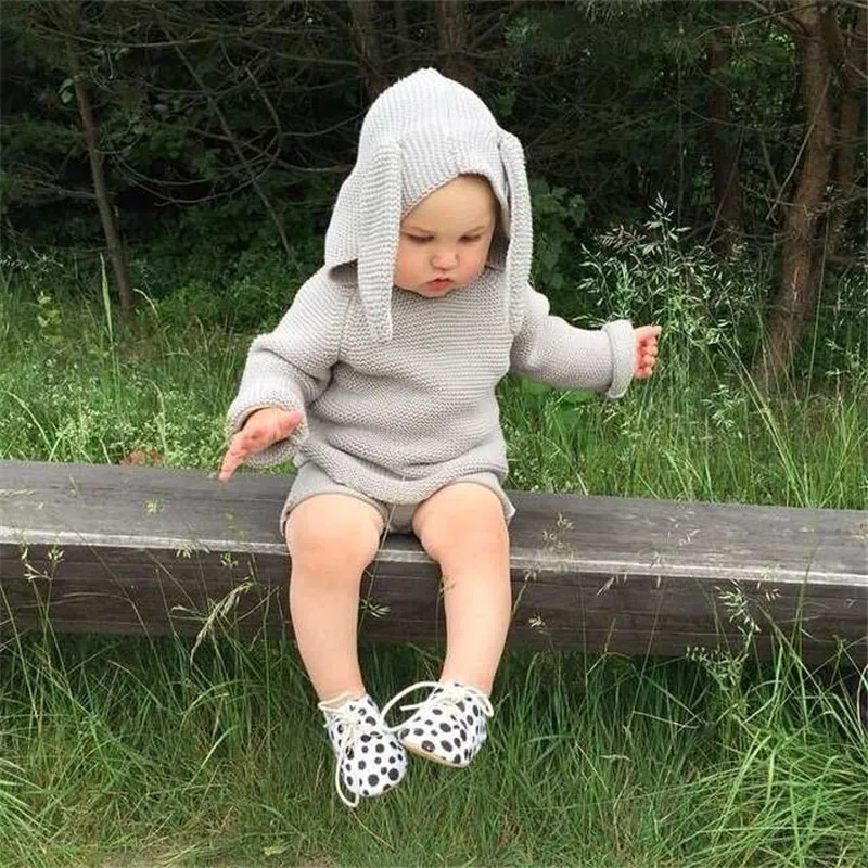 New Autumn Winter Kids Knit Sweater Cotton Rabbit Style Long Ear Hooded Coat For Boys Girls Baby Fall Outwear Knit Clothing