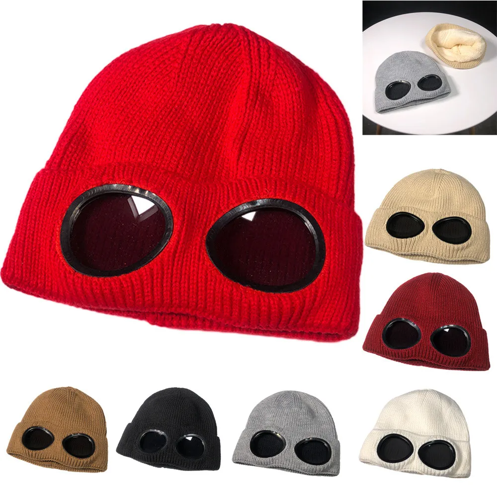 

Women Keep Warm Winter Hats 2018 Female Knitted Wool Hemming Hat Female Fashion Hip Hop Glasses Caps LT15