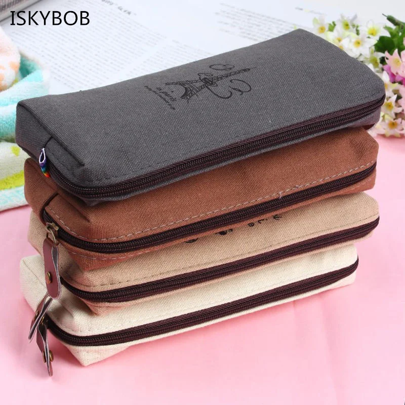 

Classic Pen Pencil Bag Case Canvas Lovely Lady Girl Vintage Coin Bag Purse Wallet Card Case Zipper Words Handbag Girl