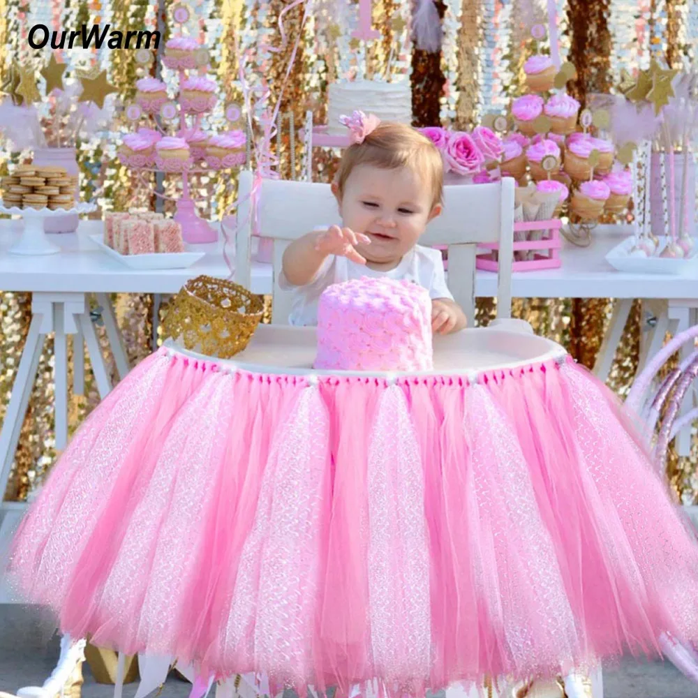 

OurWarm Boys Girls Chair Tutu Tulle Skirts Table Cover Cloth For Home Kids Birthday Baby Shower Communion Party Decoration