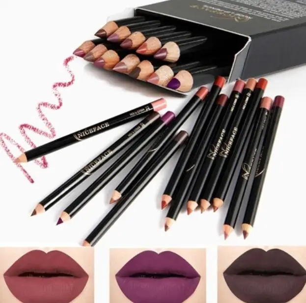 

Niceface 12 colors Beauty Professional Lipliner Pencil Waterproof Long-lasting Contour Lip Liner Pen Soft Red Nude Makeup