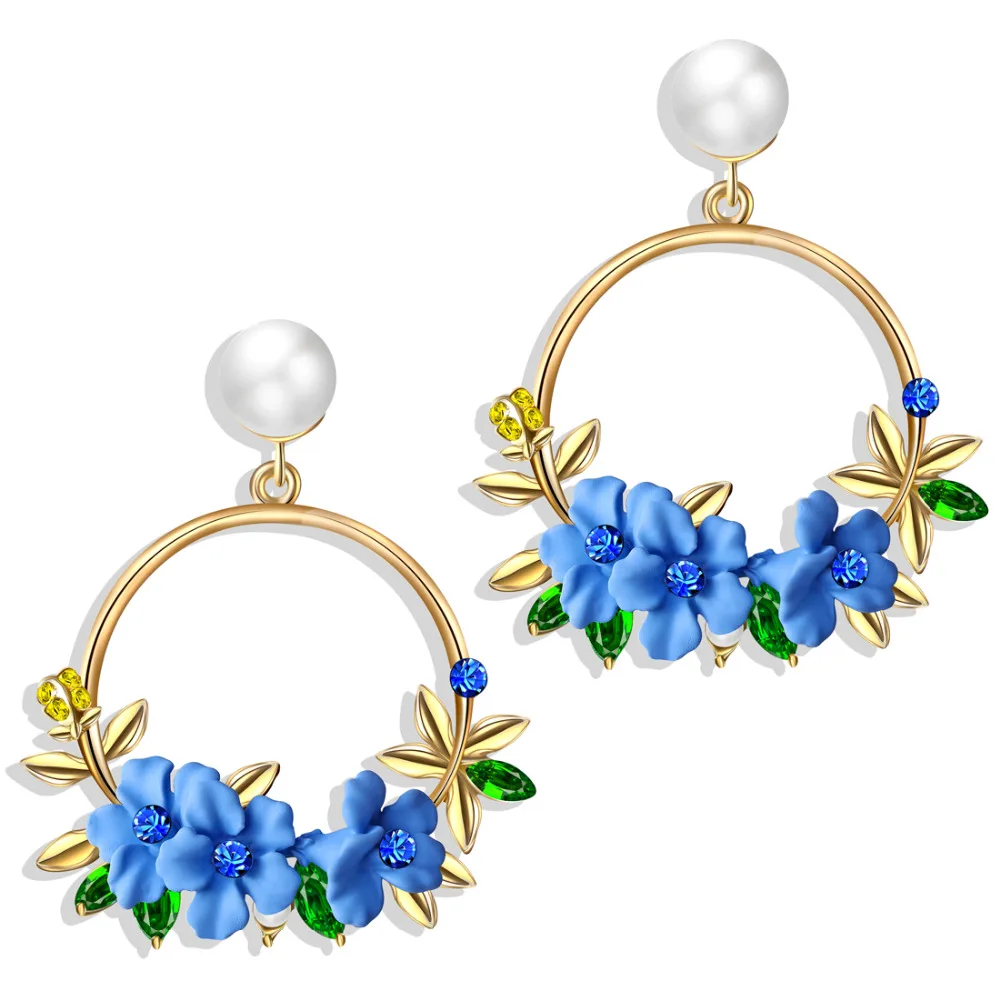 2018 элегантные тканевые серьги подвески с цветком Bijoux Sweety Красочные Лепестковые
