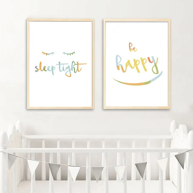 Космическое настенное искусство для гостиной креативные красочные буквы Be Happy