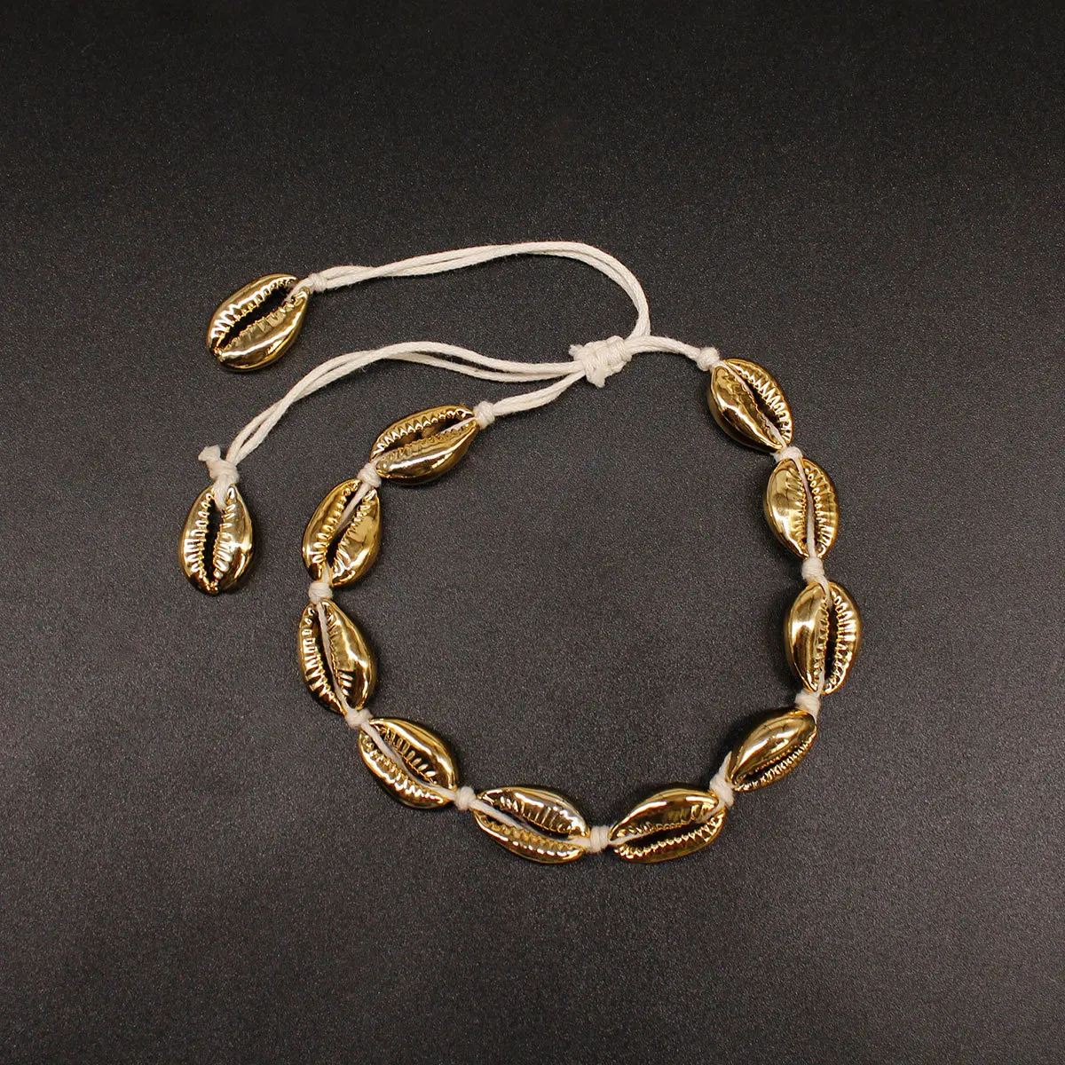 

Fashion Handmade Knitted Metal Shell Anklets Bohemian Rope Chain Adjustable Ankle Bracelets for Women