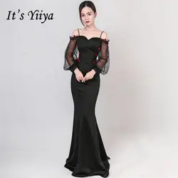 Это Yiiya элегантные вечерние платья без бретелек с длинными рукавами вечерние платье Королевский кристалл аппликация длиной до пола Труба
